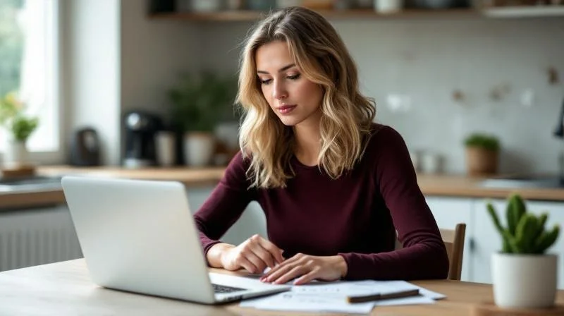 Mann studiert Foerderunterlagen am Schreibtisch in einem hellen Buero in Karlsruhe